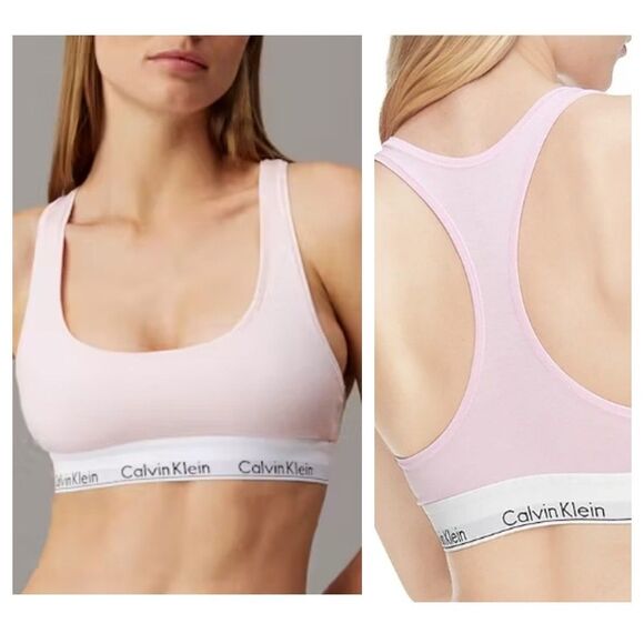 Calvin Klein Womens Pink Racerback Pullover Modern Cotton Bralette Multiple Sz. - Picture 1 of 5